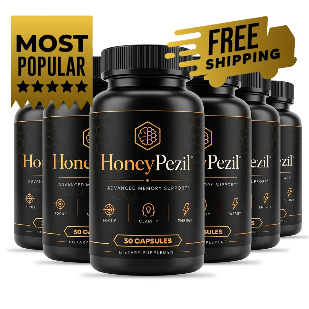 HoneyPezil 6-bottle best value pack – 180-day supply at $49 per bottle with free US shipping and 5 free bonuses
